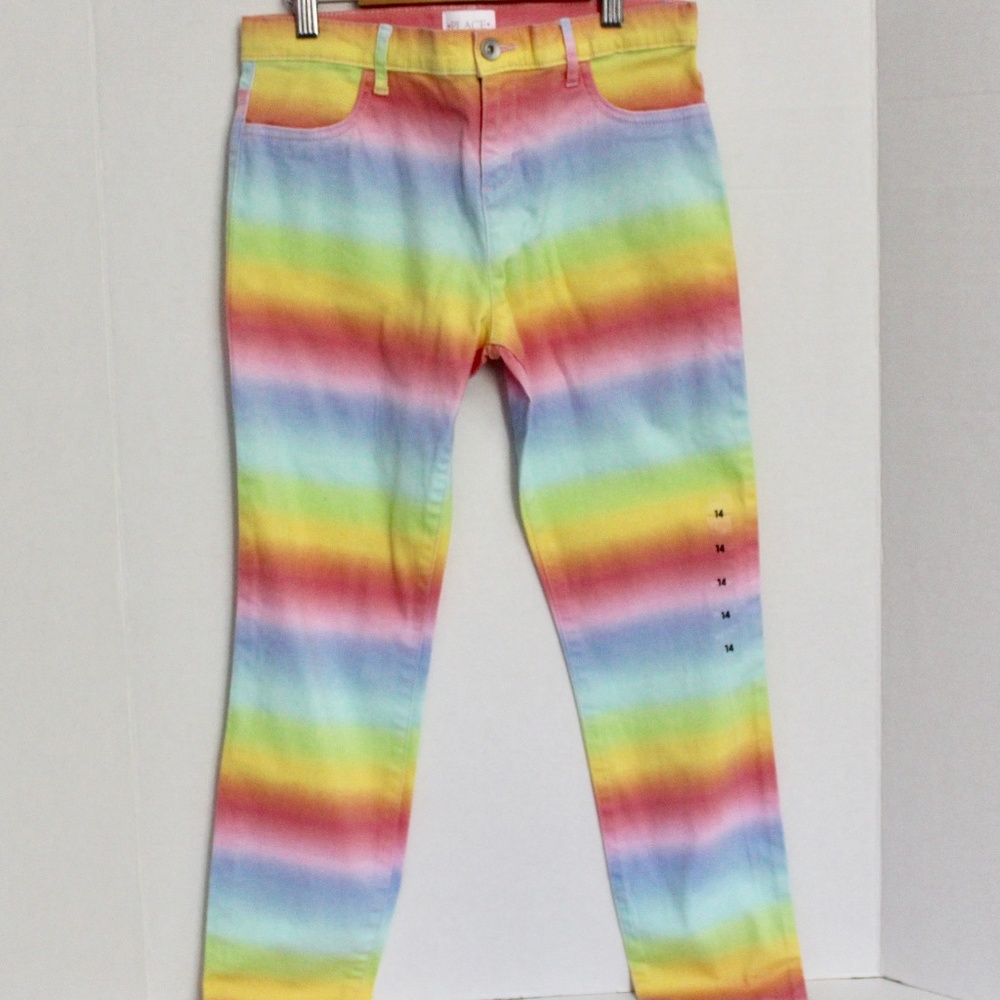 NWT Children's Place Rainbow Pastel Pants Sz 14